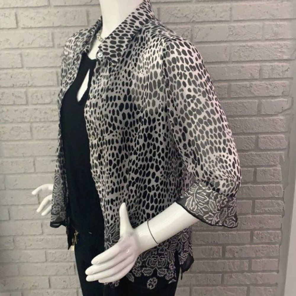 Mj Collection See Through Button Front Blouse Siz… - image 4